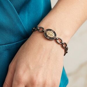Tiffany Style Antique Round Tag Link Bracelet
